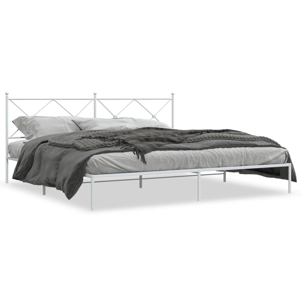 Bedframe met hoofdbord metaal wit 200x200 cm is nu te koop bij PeponiXL, paradijselijk wonen!