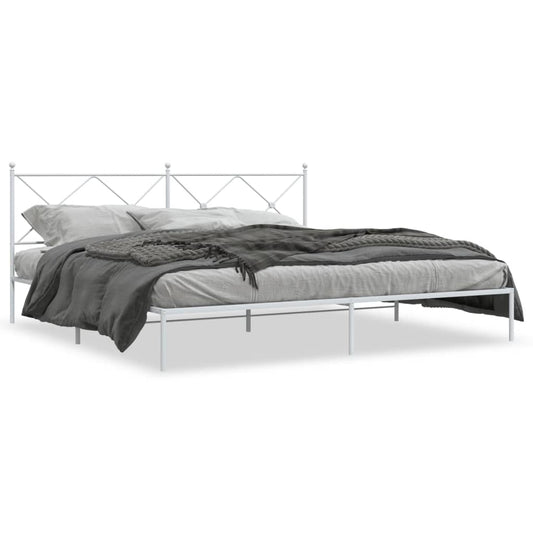 Bedframe met hoofdbord metaal wit 200x200 cm is nu te koop bij PeponiXL, paradijselijk wonen!