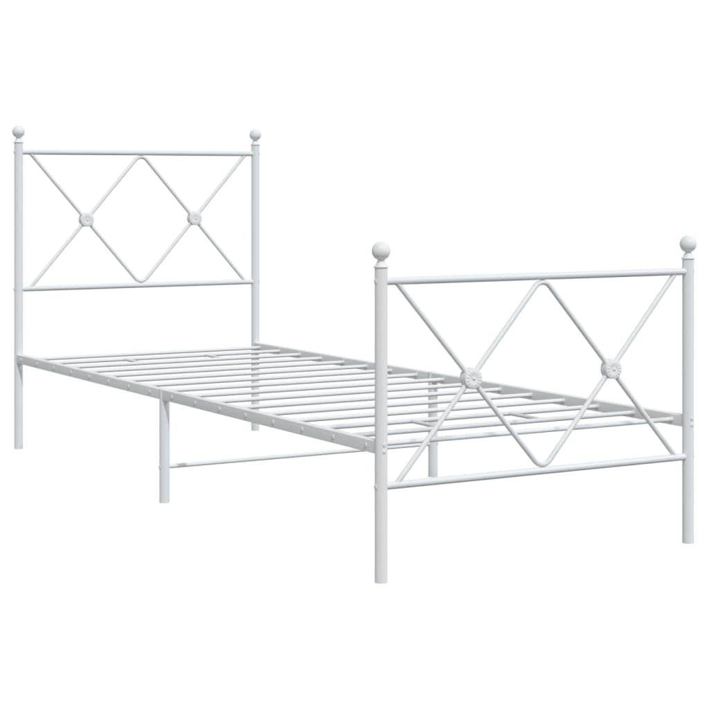 Bedframe met hoofd- en voeteneinde metaal wit 75x190 cm is nu te koop bij PeponiXL, paradijselijk wonen!