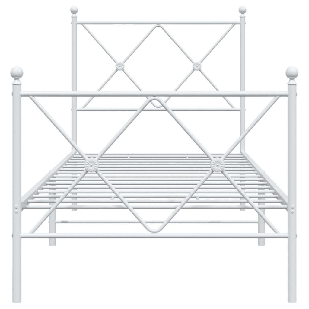 Bedframe met hoofd- en voeteneinde metaal wit 75x190 cm is nu te koop bij PeponiXL, paradijselijk wonen!