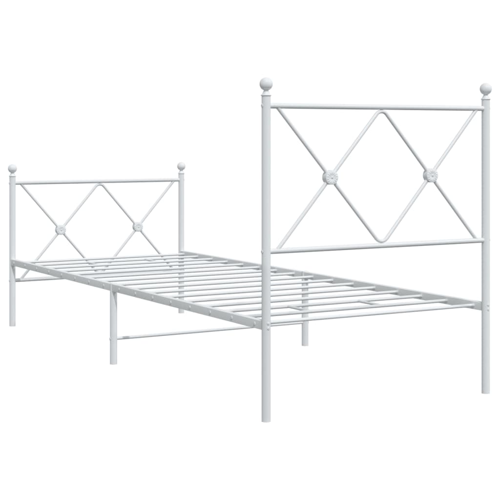 Bedframe met hoofd- en voeteneinde metaal wit 75x190 cm is nu te koop bij PeponiXL, paradijselijk wonen!