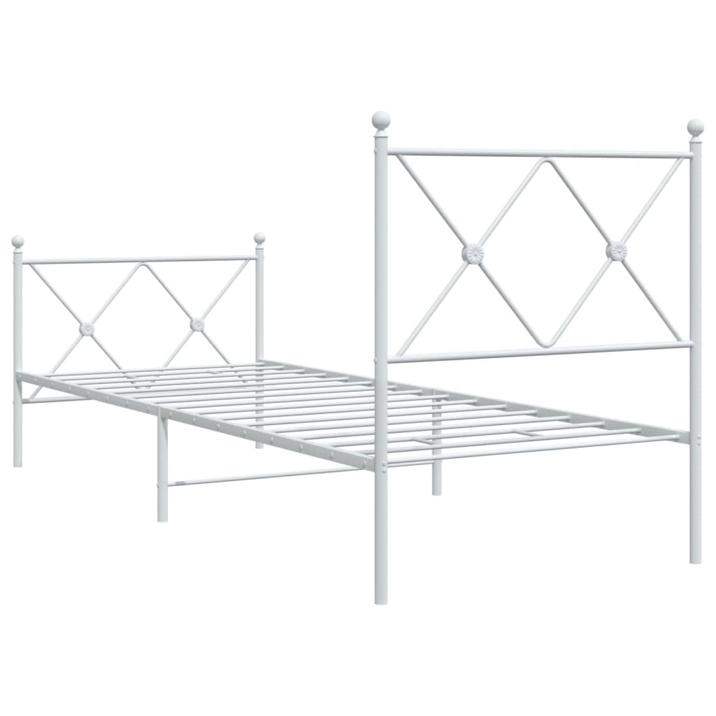 Bedframe met hoofd- en voeteneinde metaal wit 80x200 cm is nu te koop bij PeponiXL, paradijselijk wonen!