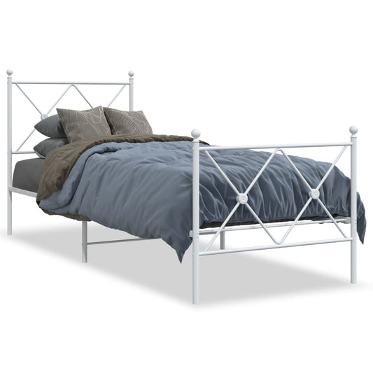 Bedframe met hoofd- en voeteneinde metaal wit 80x200 cm is nu te koop bij PeponiXL, paradijselijk wonen!