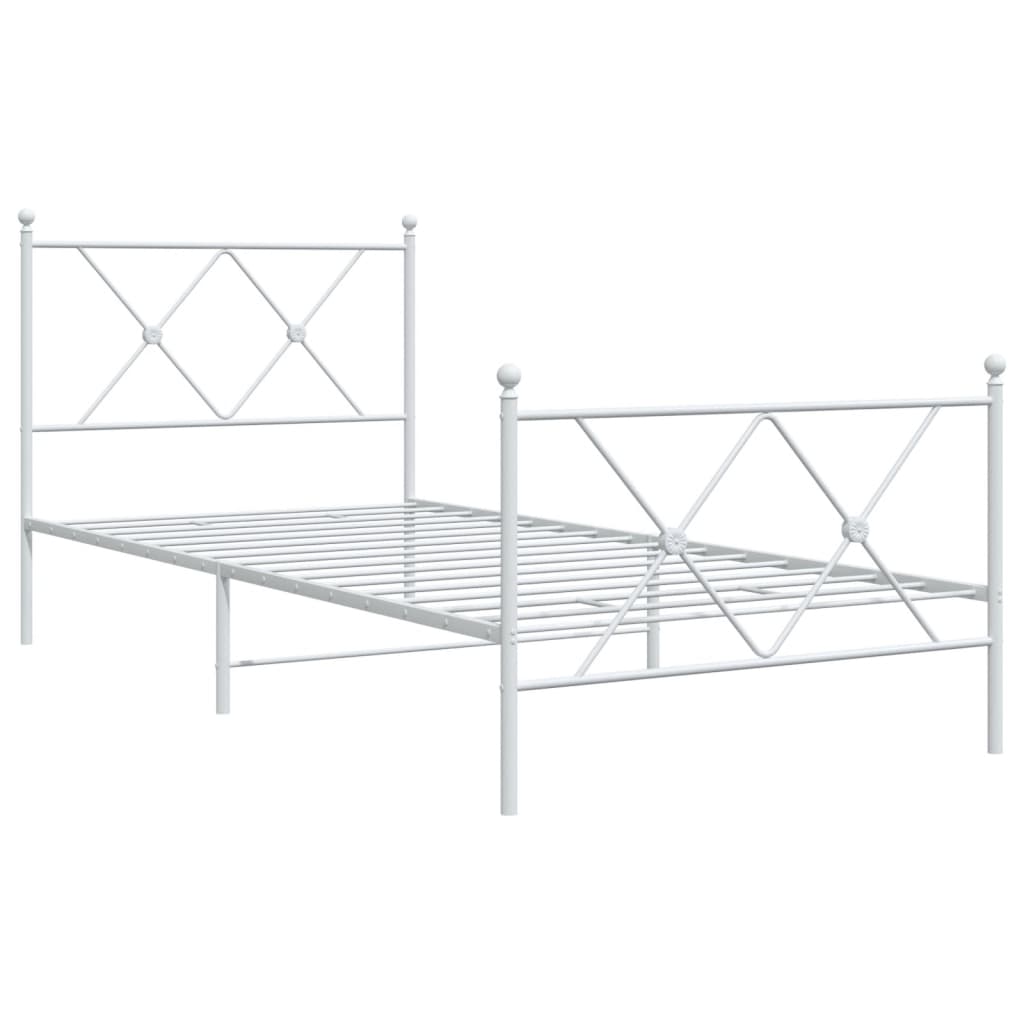 Bedframe met hoofd- en voeteneinde metaal wit 90x190 cm is nu te koop bij PeponiXL, paradijselijk wonen!