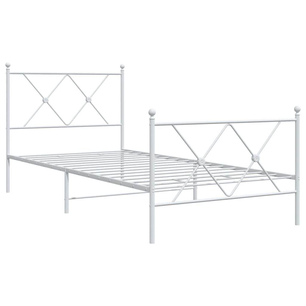 Bedframe met hoofd- en voeteneinde metaal wit 90x200 cm is nu te koop bij PeponiXL, paradijselijk wonen!