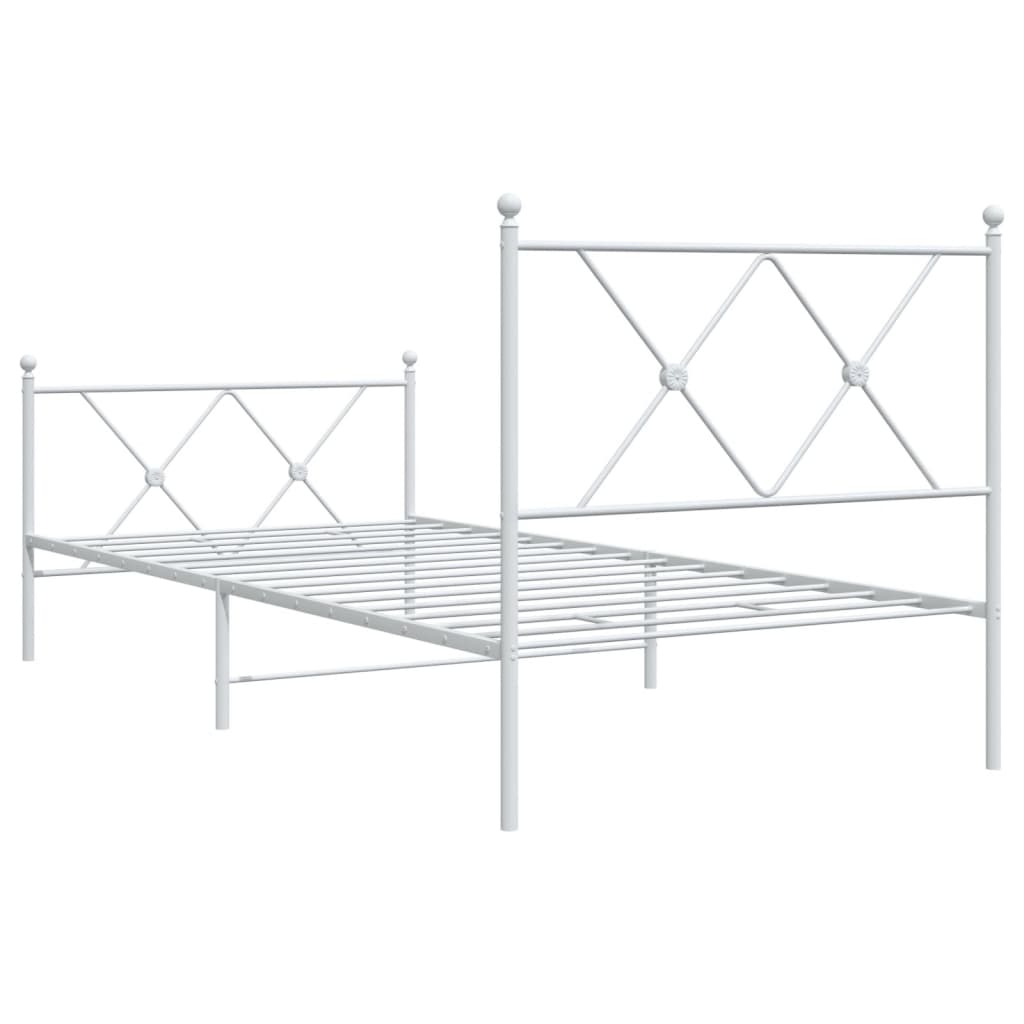 Bedframe met hoofd- en voeteneinde metaal wit 90x200 cm is nu te koop bij PeponiXL, paradijselijk wonen!