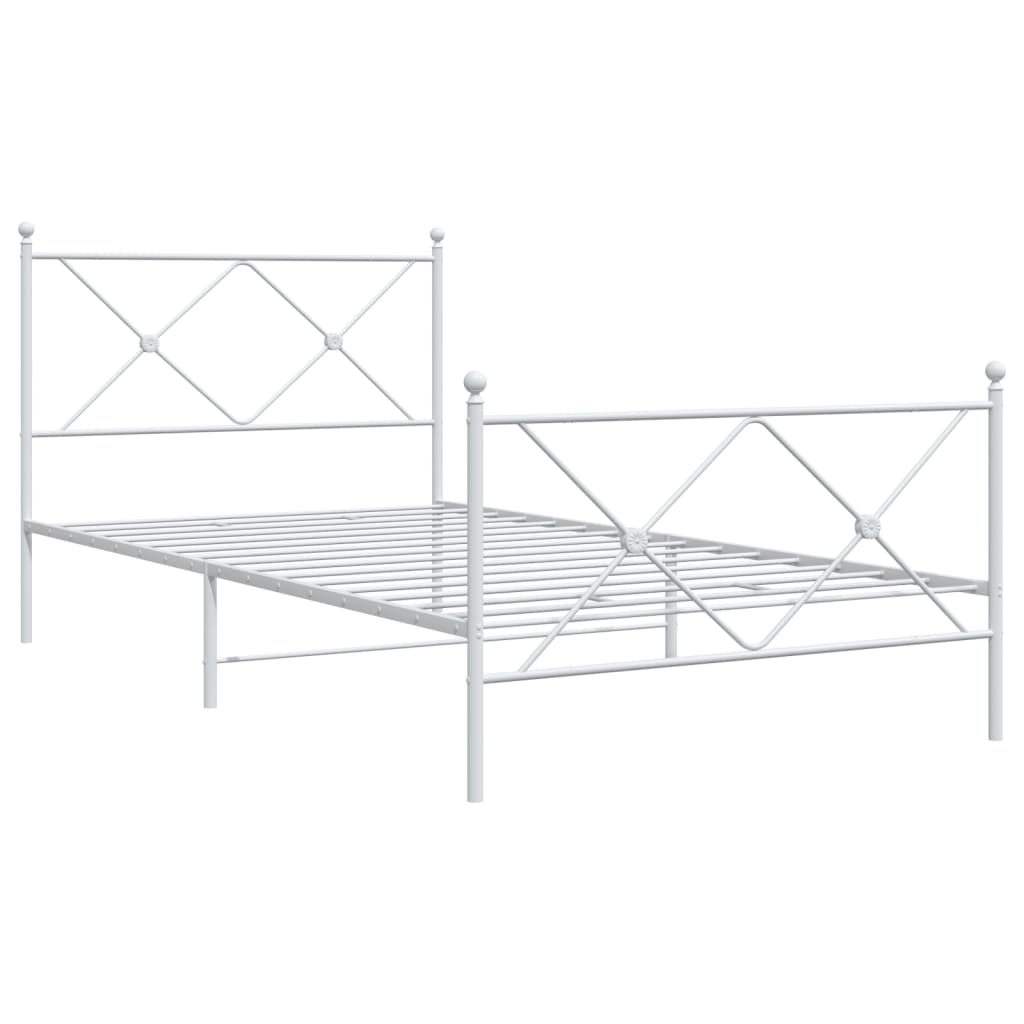Bedframe met hoofd- en voeteneinde metaal wit 100x190 cm is nu te koop bij PeponiXL, paradijselijk wonen!