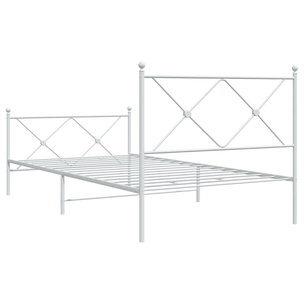 Bedframe met hoofd- en voeteneinde metaal wit 100x200 cm is nu te koop bij PeponiXL, paradijselijk wonen!