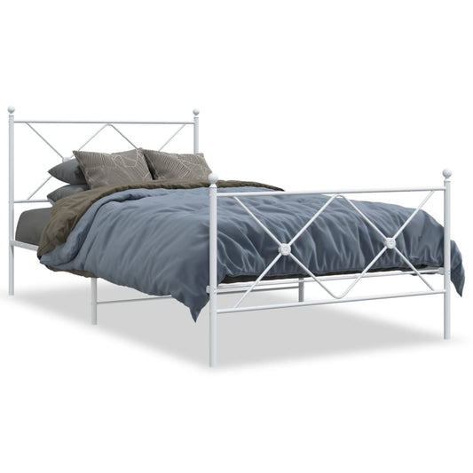 Bedframe met hoofd- en voeteneinde metaal wit 100x200 cm is nu te koop bij PeponiXL, paradijselijk wonen!
