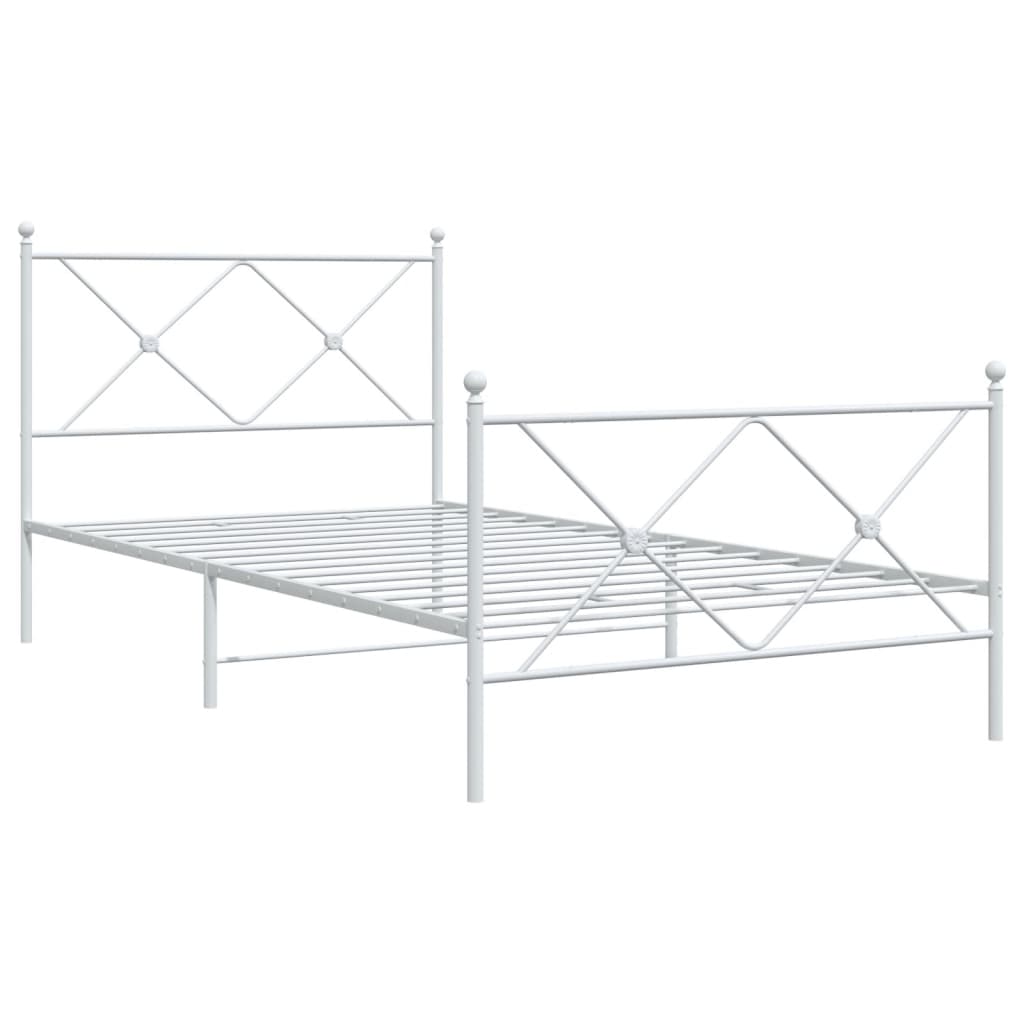 Bedframe met hoofd- en voeteneinde metaal wit 107x203 cm is nu te koop bij PeponiXL, paradijselijk wonen!