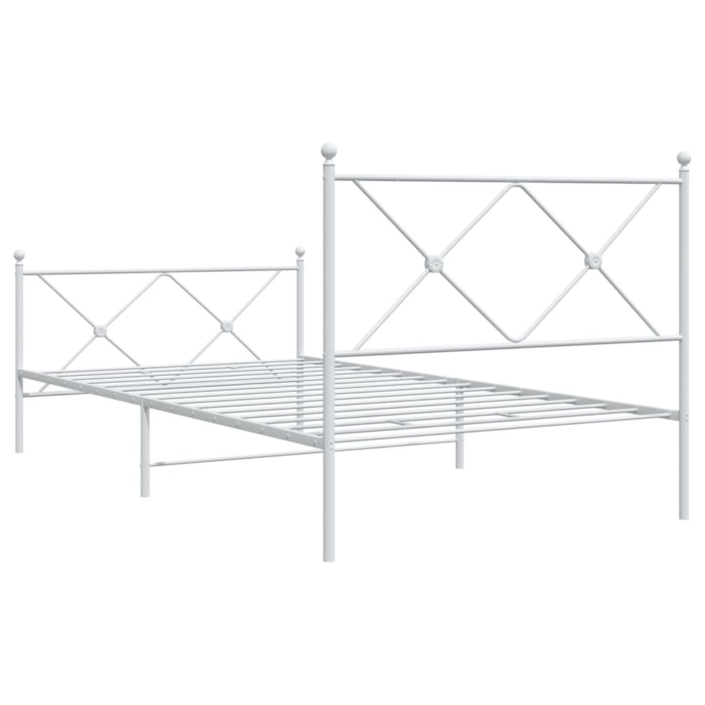 Bedframe met hoofd- en voeteneinde metaal wit 107x203 cm is nu te koop bij PeponiXL, paradijselijk wonen!