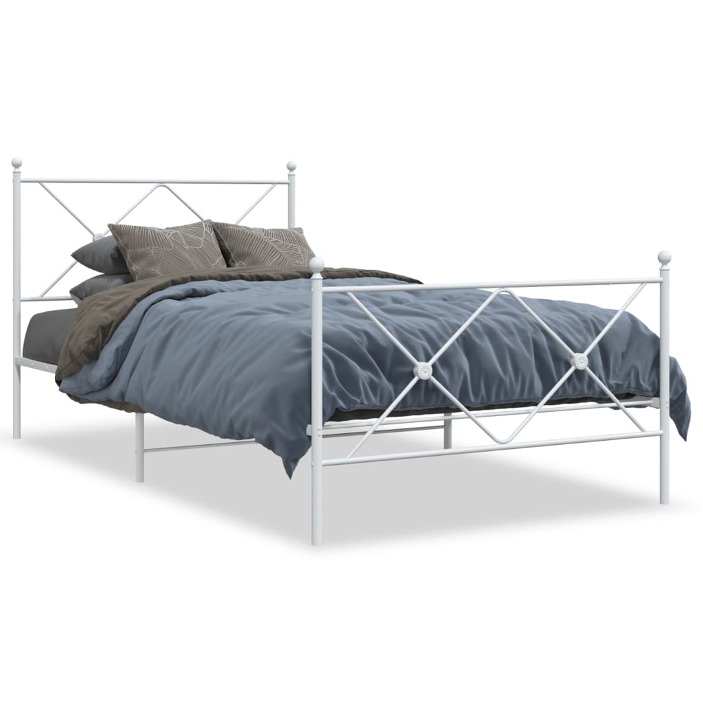 Bedframe met hoofd- en voeteneinde metaal wit 107x203 cm is nu te koop bij PeponiXL, paradijselijk wonen!