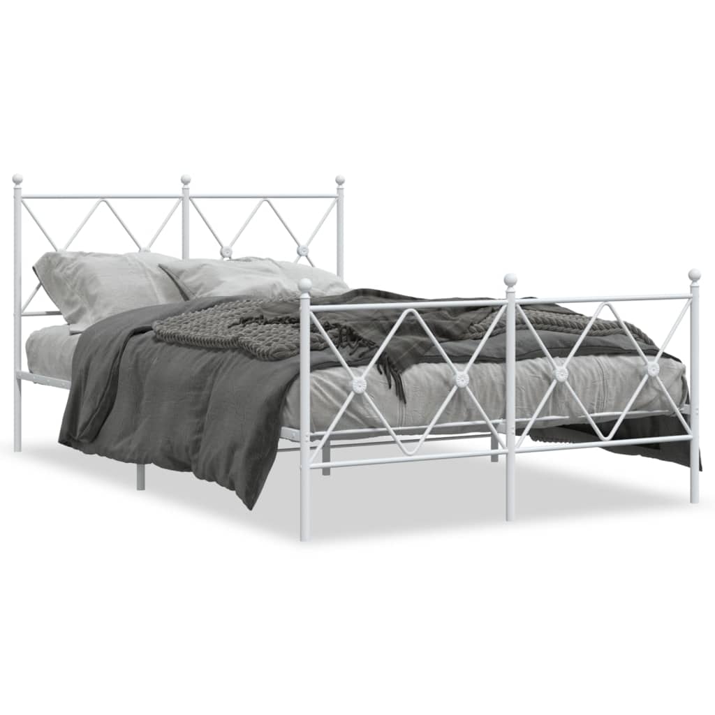 Bedframe met hoofd- en voeteneinde metaal wit 120 x 190 cm is nu te koop bij PeponiXL, paradijselijk wonen!