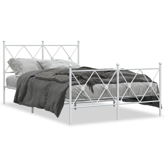 Bedframe met hoofd- en voeteneinde metaal wit 120 x 190 cm is nu te koop bij PeponiXL, paradijselijk wonen!