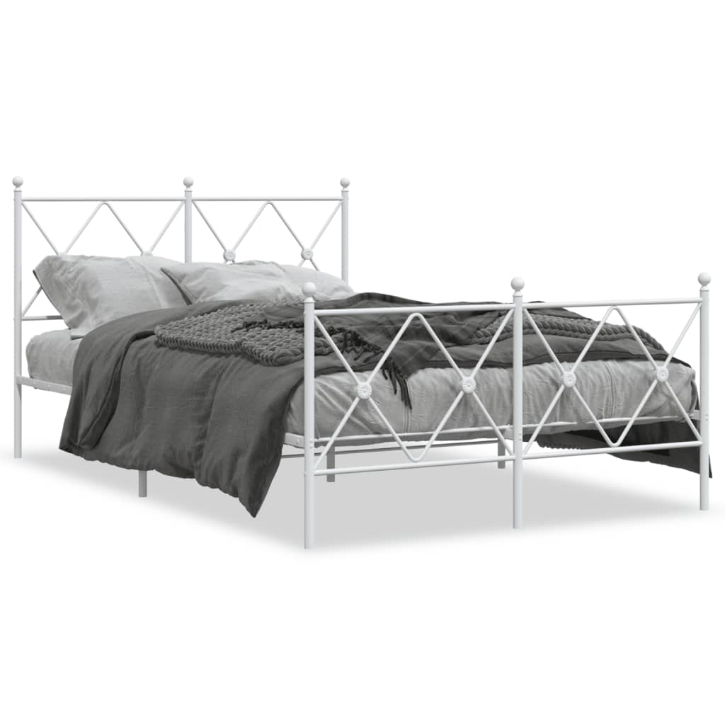 Bedframe met hoofd- en voeteneinde metaal wit 120x200 cm is nu te koop bij PeponiXL, paradijselijk wonen!