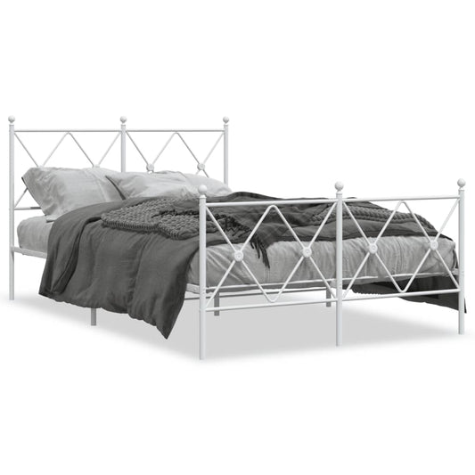 Bedframe met hoofd- en voeteneinde metaal wit 120x200 cm is nu te koop bij PeponiXL, paradijselijk wonen!