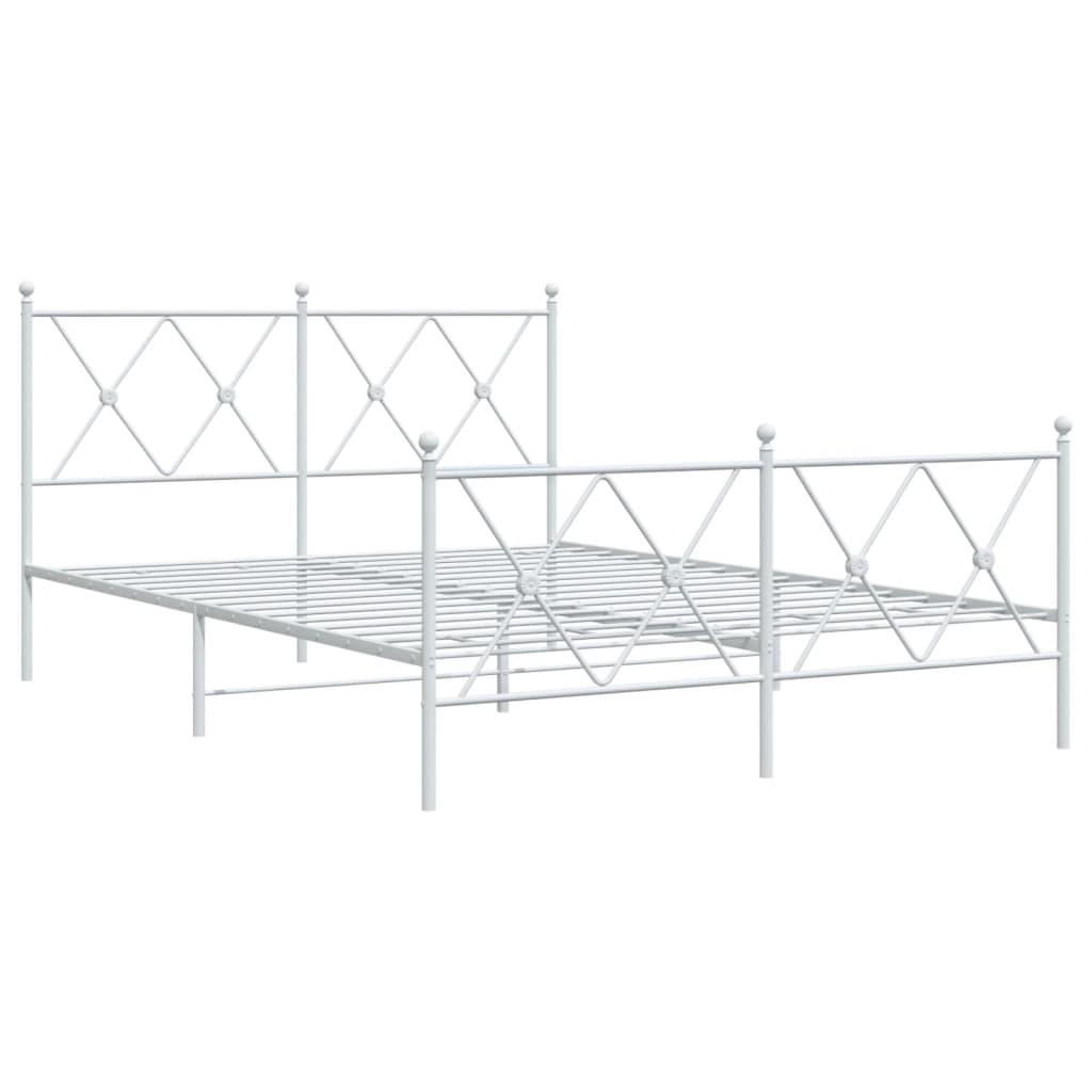 Bedframe met hoofd- en voeteneinde metaal wit 137x190 cm is nu te koop bij PeponiXL, paradijselijk wonen!
