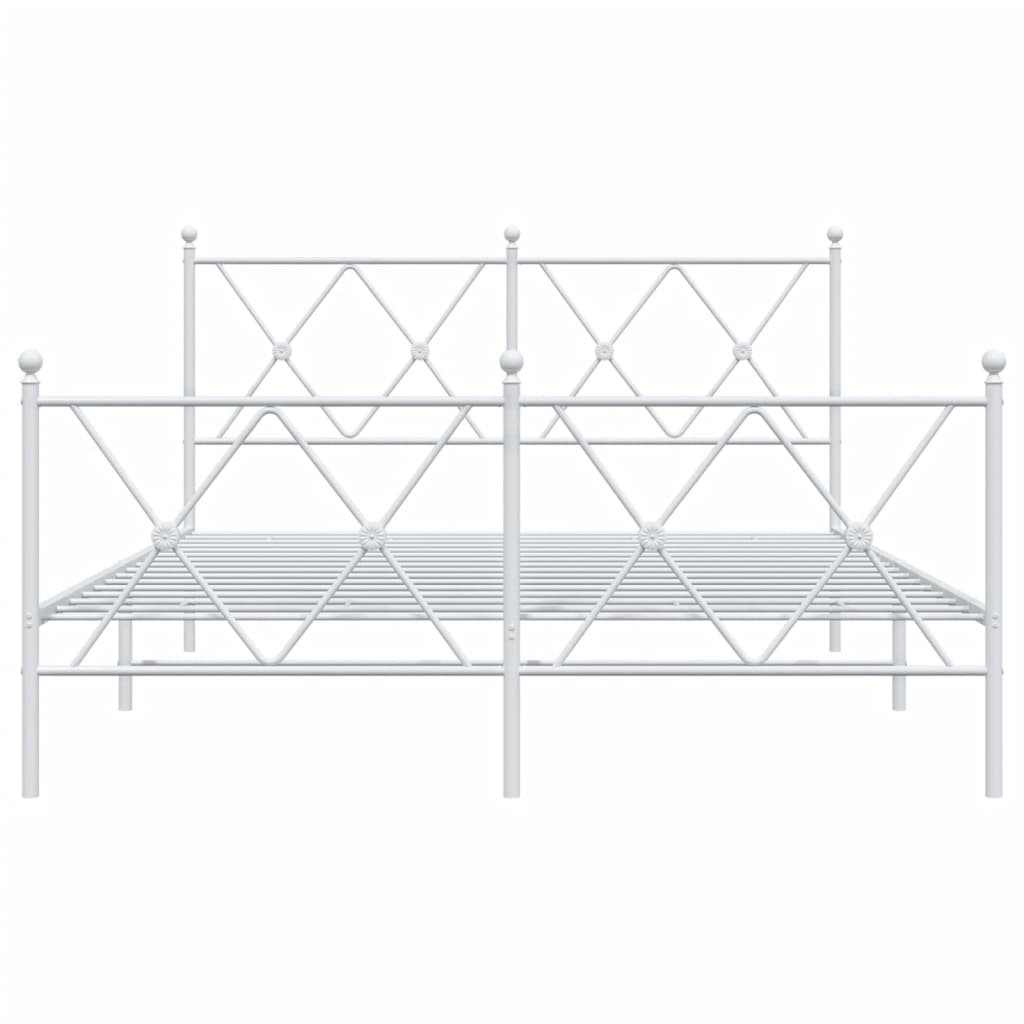 Bedframe met hoofd- en voeteneinde metaal wit 137x190 cm is nu te koop bij PeponiXL, paradijselijk wonen!