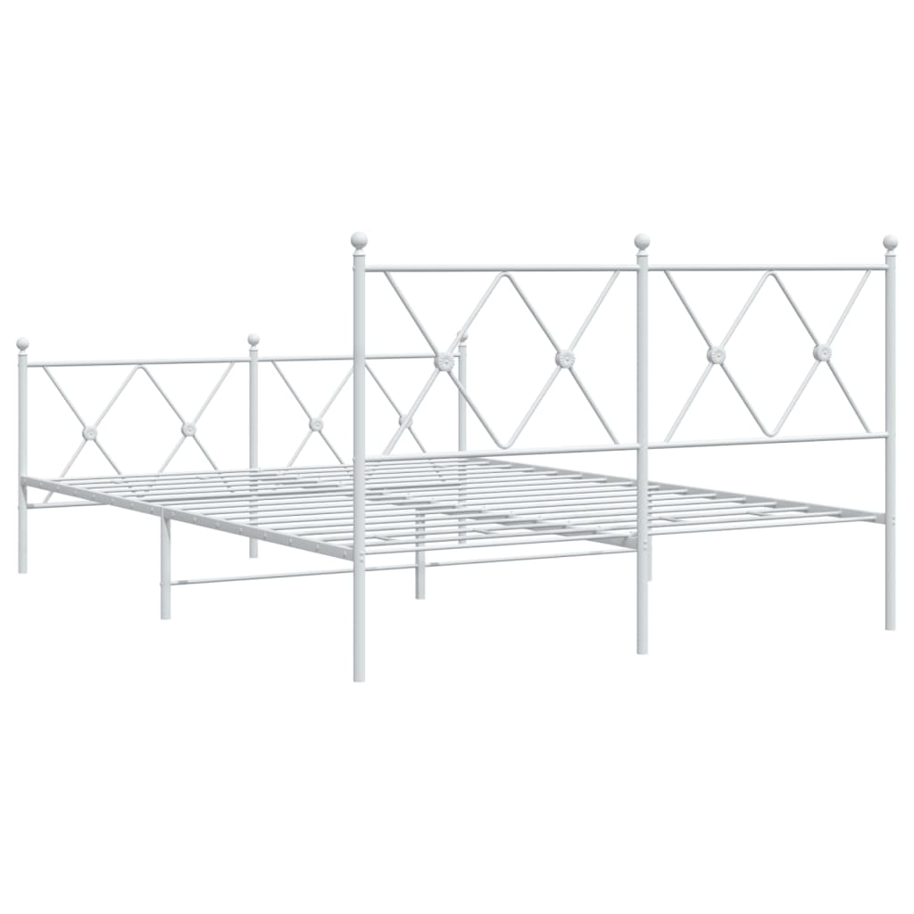 Bedframe met hoofd- en voeteneinde metaal wit 137x190 cm is nu te koop bij PeponiXL, paradijselijk wonen!