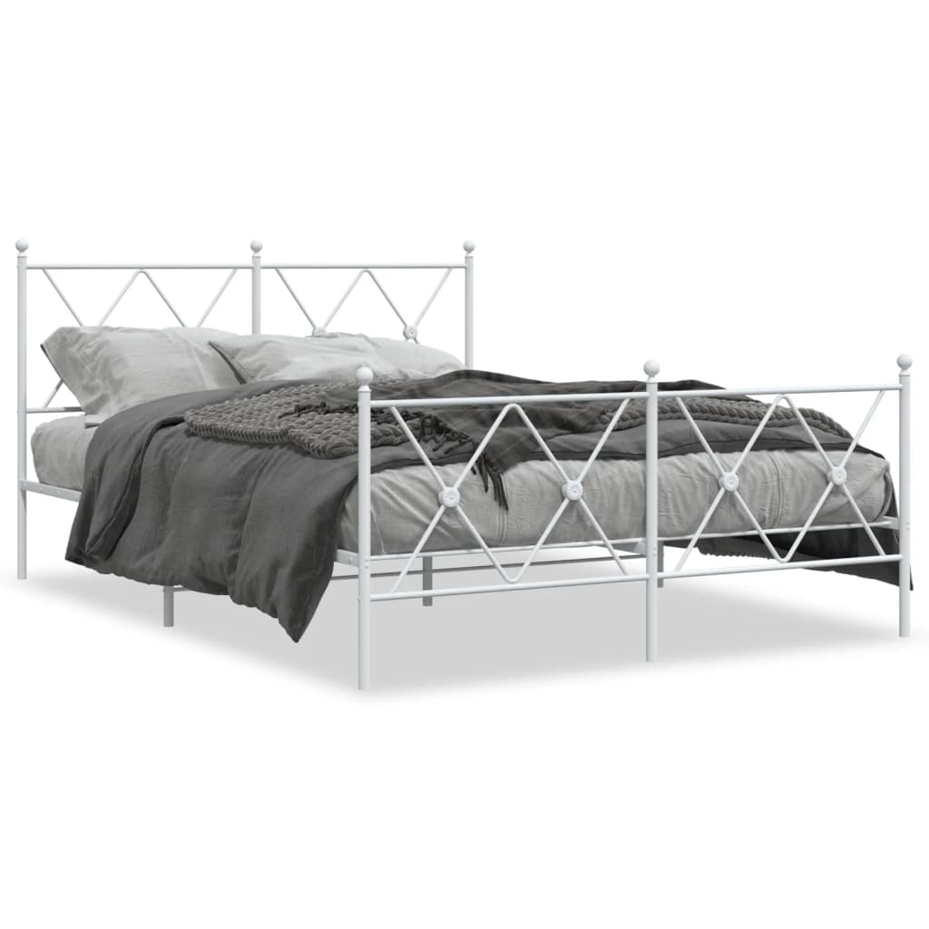 Bedframe met hoofd- en voeteneinde metaal wit 137x190 cm is nu te koop bij PeponiXL, paradijselijk wonen!