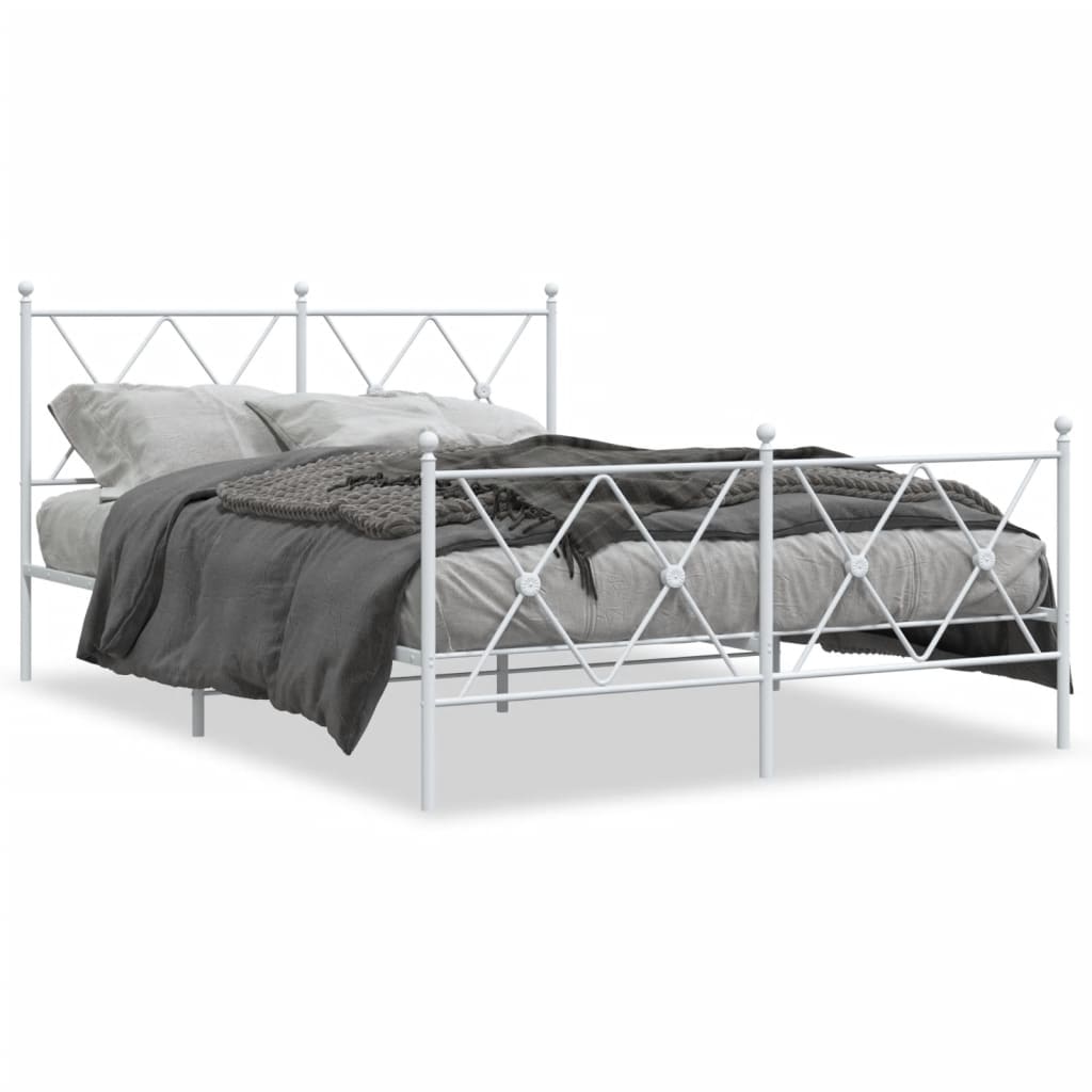 Bedframe met hoofd- en voeteneinde metaal wit 140x200 cm is nu te koop bij PeponiXL, paradijselijk wonen!