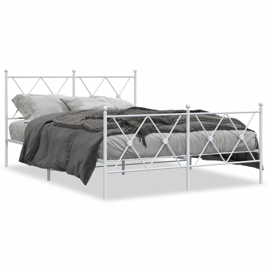 Bedframe met hoofd- en voeteneinde metaal wit 140x200 cm is nu te koop bij PeponiXL, paradijselijk wonen!