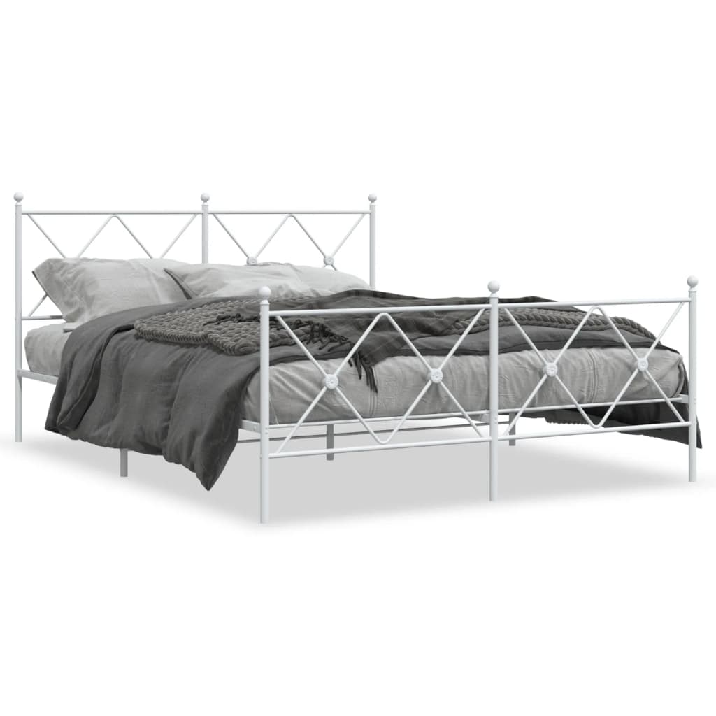 Bedframe met hoofd- en voeteneinde metaal wit 150x200 cm is nu te koop bij PeponiXL, paradijselijk wonen!