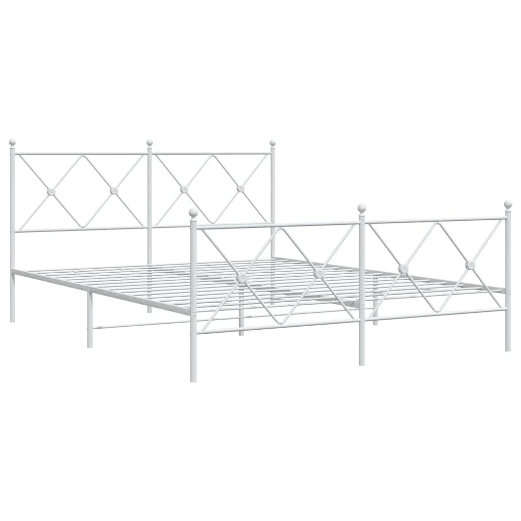 Bedframe met hoofd- en voeteneinde metaal wit 150x200 cm is nu te koop bij PeponiXL, paradijselijk wonen!