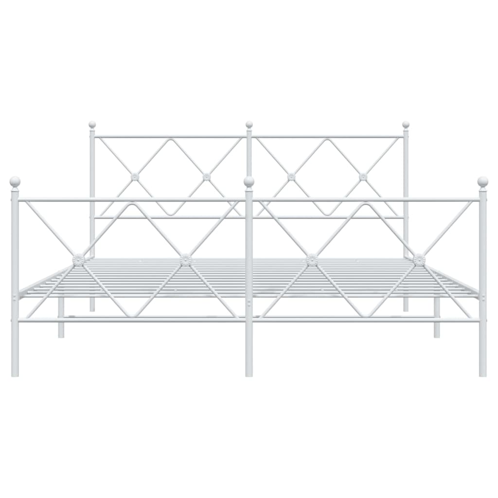 Bedframe met hoofd- en voeteneinde metaal wit 150x200 cm is nu te koop bij PeponiXL, paradijselijk wonen!