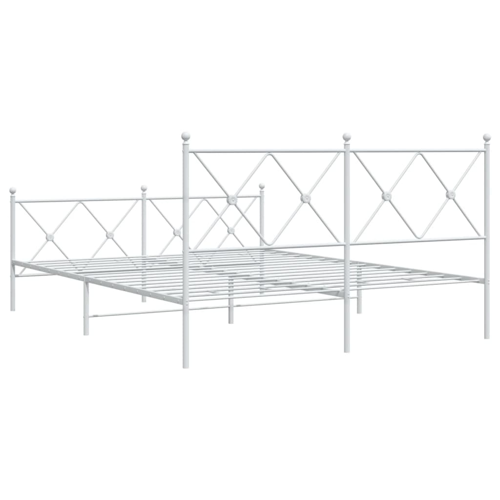 Bedframe met hoofd- en voeteneinde metaal wit 150x200 cm is nu te koop bij PeponiXL, paradijselijk wonen!