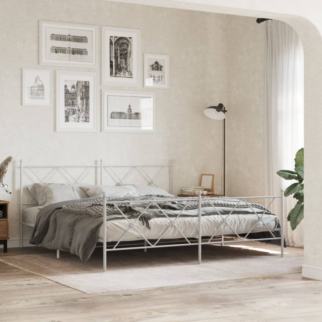 Bedframe met hoofd- en voeteneinde metaal wit 183x213 cm is nu te koop bij PeponiXL, paradijselijk wonen!