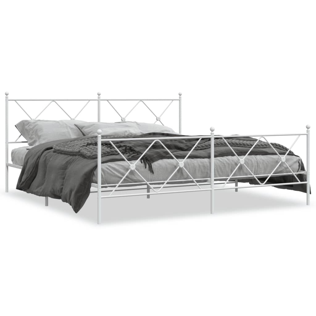 Bedframe met hoofd- en voeteneinde metaal wit 183x213 cm is nu te koop bij PeponiXL, paradijselijk wonen!