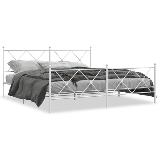 Bedframe met hoofd- en voeteneinde metaal wit 183x213 cm is nu te koop bij PeponiXL, paradijselijk wonen!