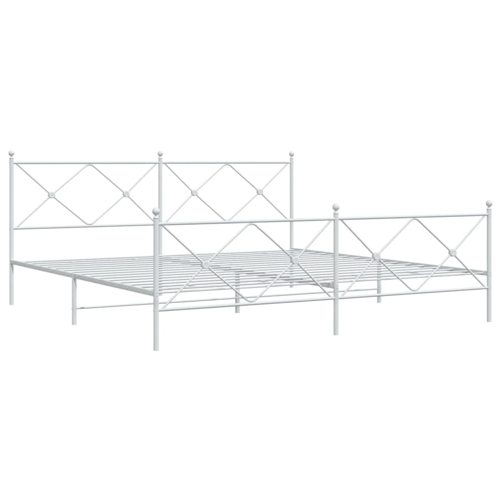 Bedframe met hoofd- en voeteneinde metaal wit 193x203 cm is nu te koop bij PeponiXL, paradijselijk wonen!