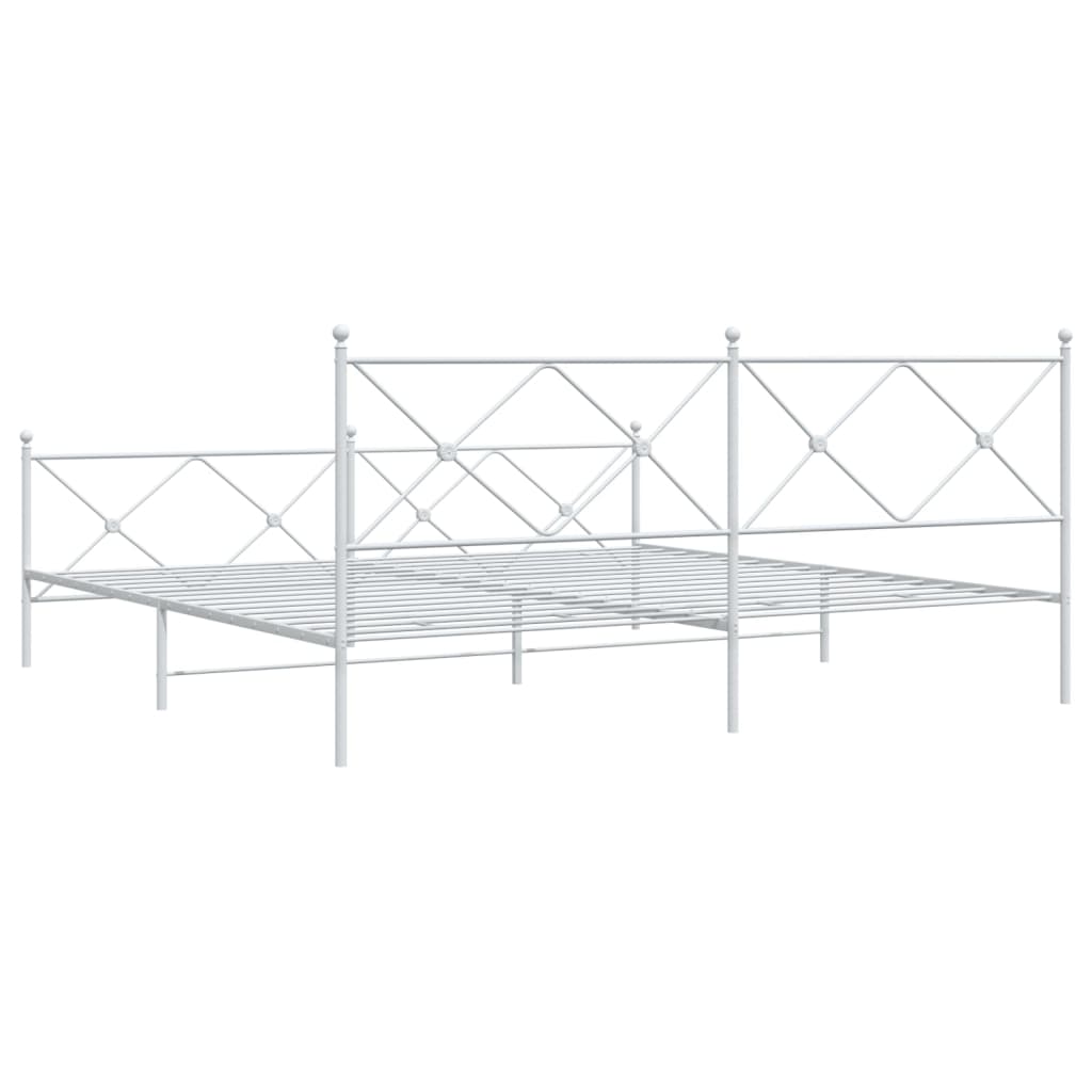 Bedframe met hoofd- en voeteneinde metaal wit 193x203 cm is nu te koop bij PeponiXL, paradijselijk wonen!