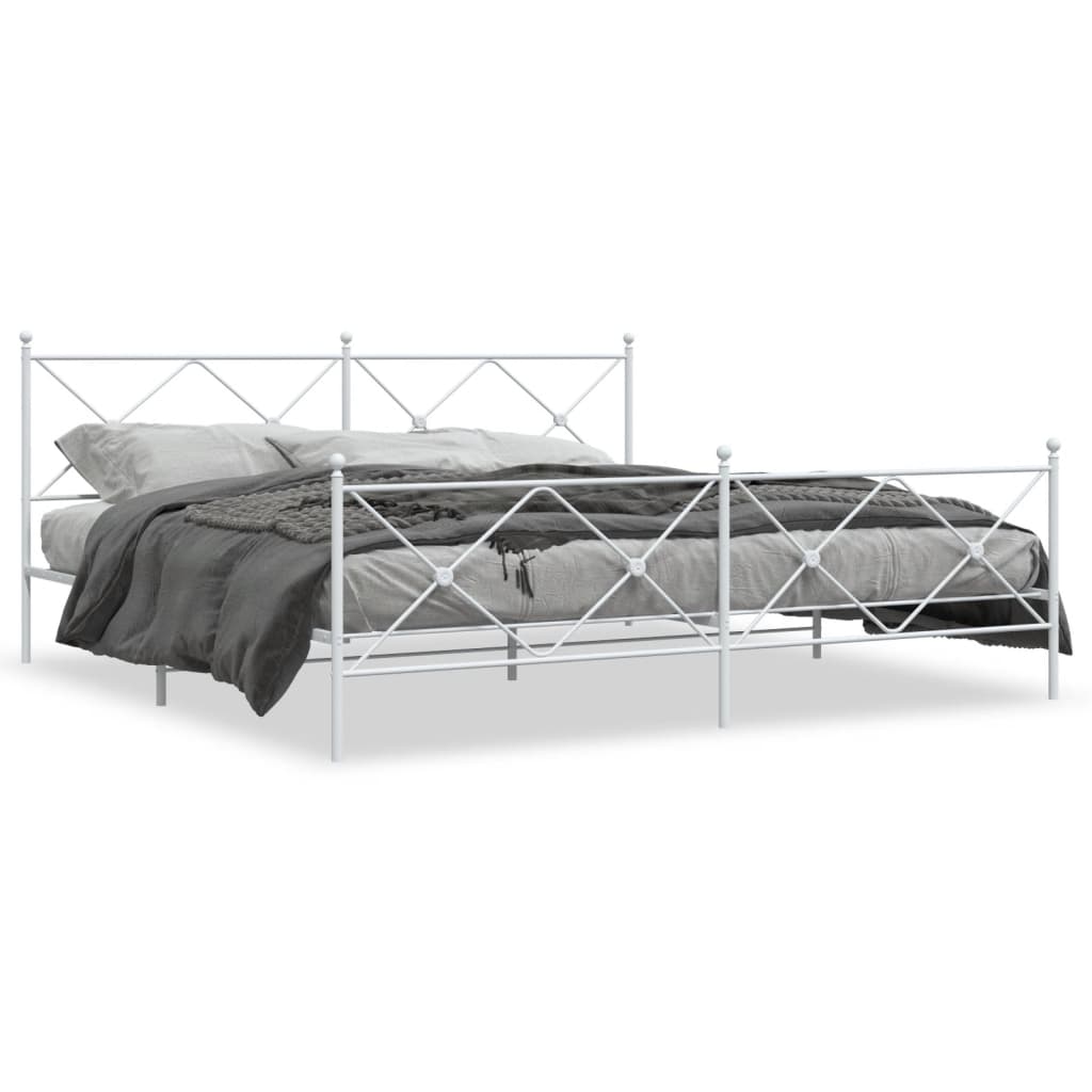 Bedframe met hoofd- en voeteneinde metaal wit 193x203 cm is nu te koop bij PeponiXL, paradijselijk wonen!