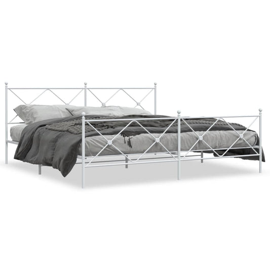 Bedframe met hoofd- en voeteneinde metaal wit 193x203 cm is nu te koop bij PeponiXL, paradijselijk wonen!