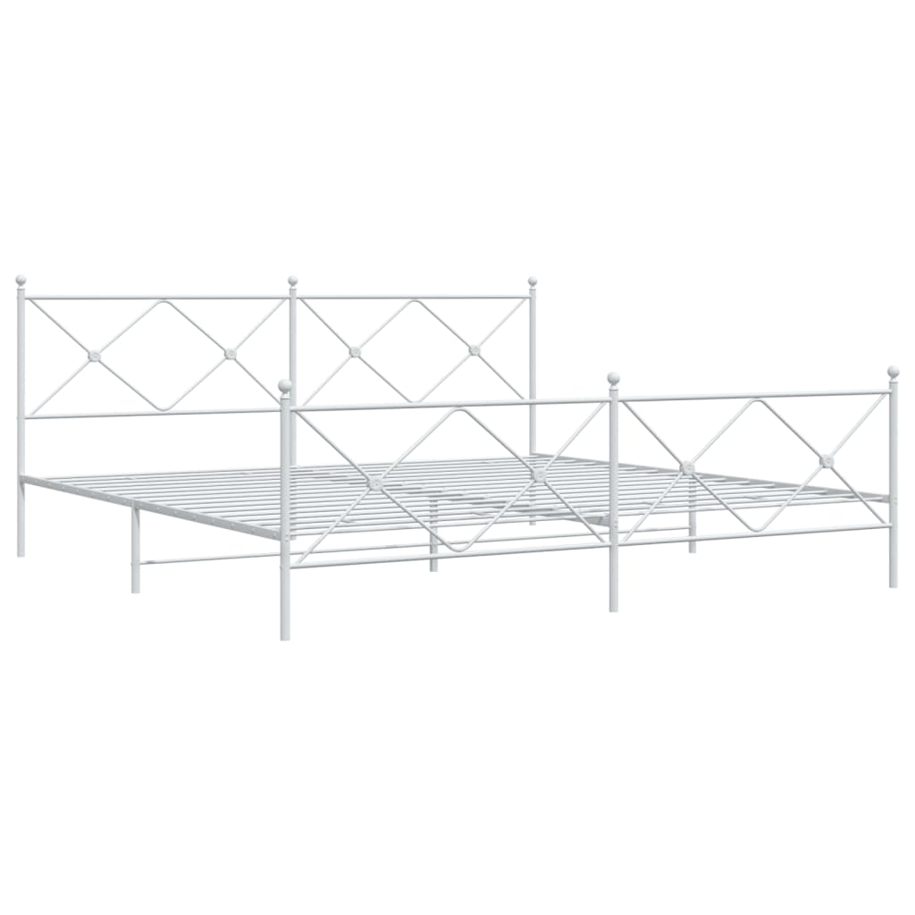 Bedframe met hoofd- en voeteneinde metaal wit 200x200 cm is nu te koop bij PeponiXL, paradijselijk wonen!
