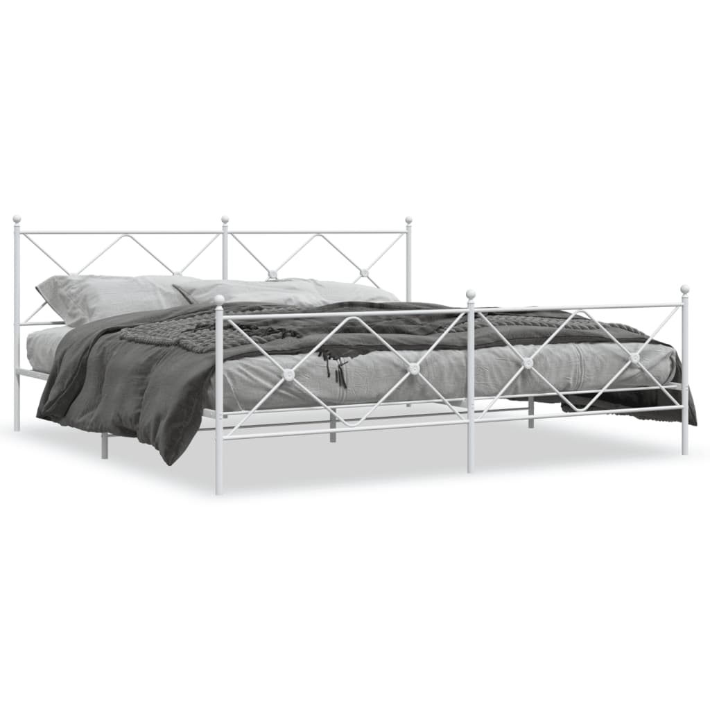Bedframe met hoofd- en voeteneinde metaal wit 200x200 cm is nu te koop bij PeponiXL, paradijselijk wonen!