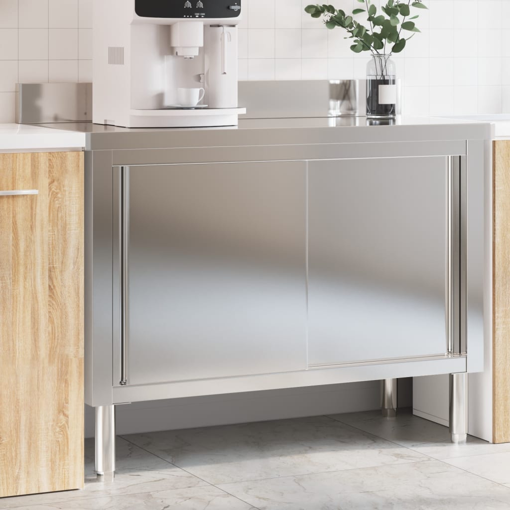 RVS werktafel met schuifdeuren op maat bestellen