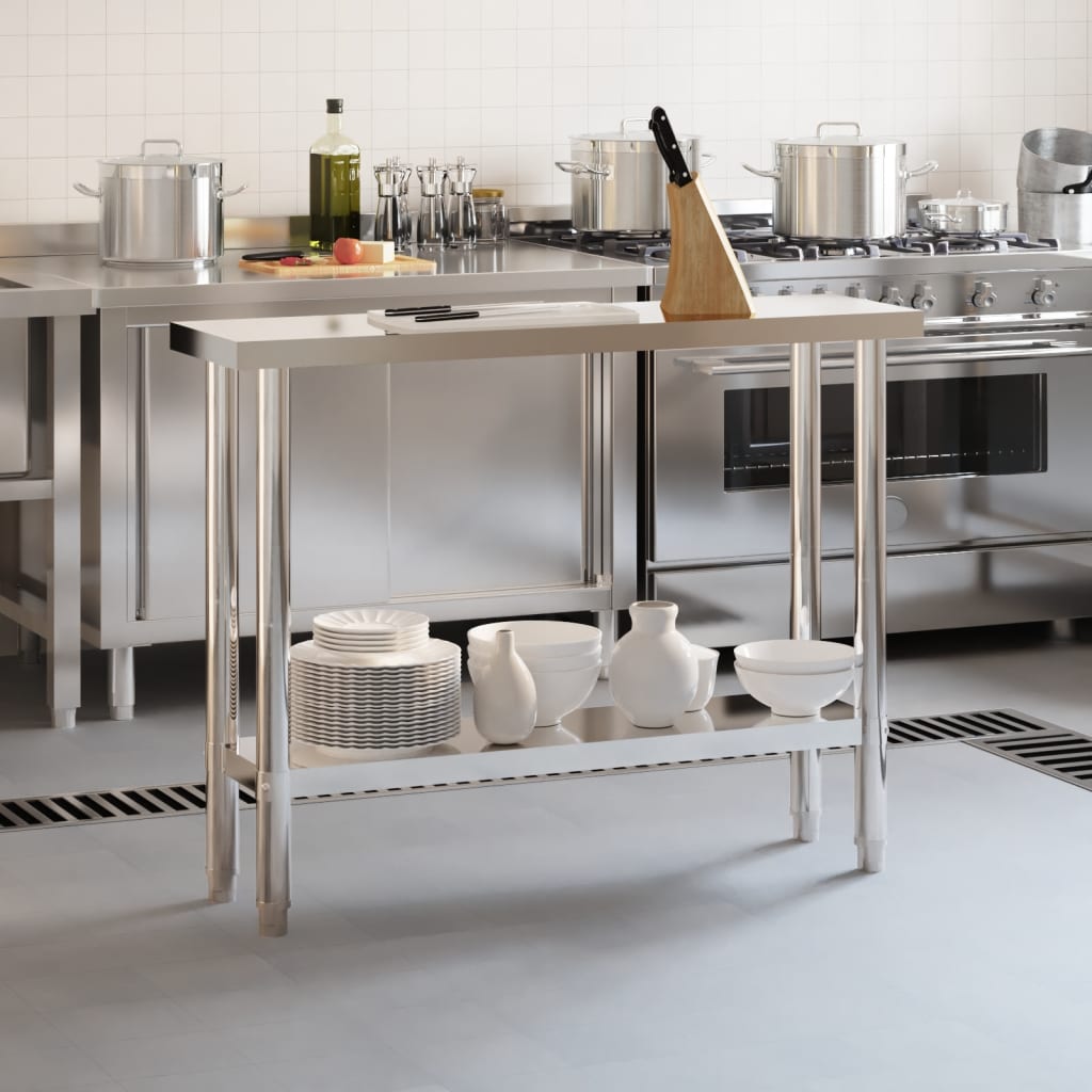 Keukenwerktafel 110x30x85 cm roestvrij staal is nu te koop bij PeponiXL, paradijselijk wonen!