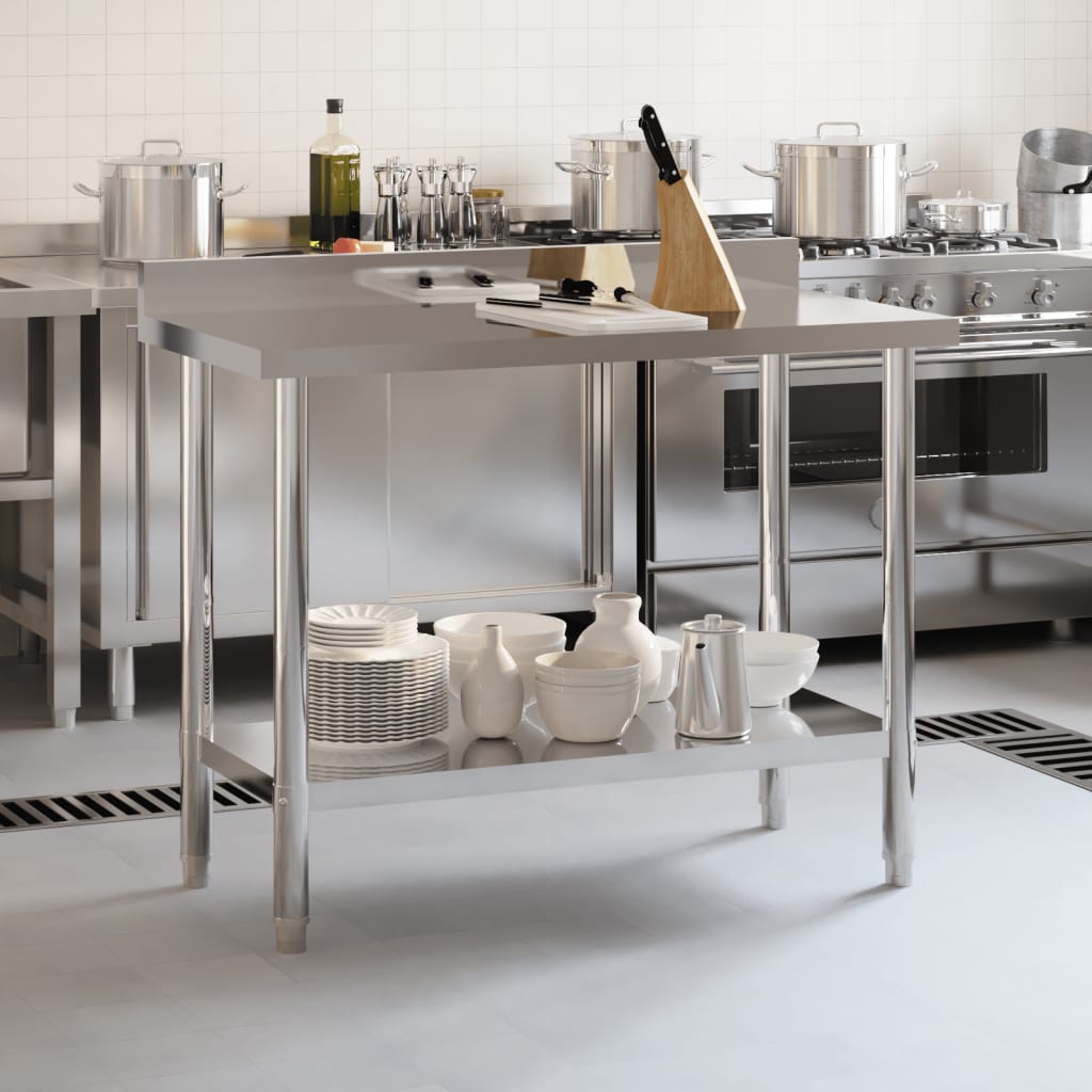 Keukenwerktafel met spatscherm 110x55x93 cm roestvrij staal is nu te koop bij PeponiXL, paradijselijk wonen!