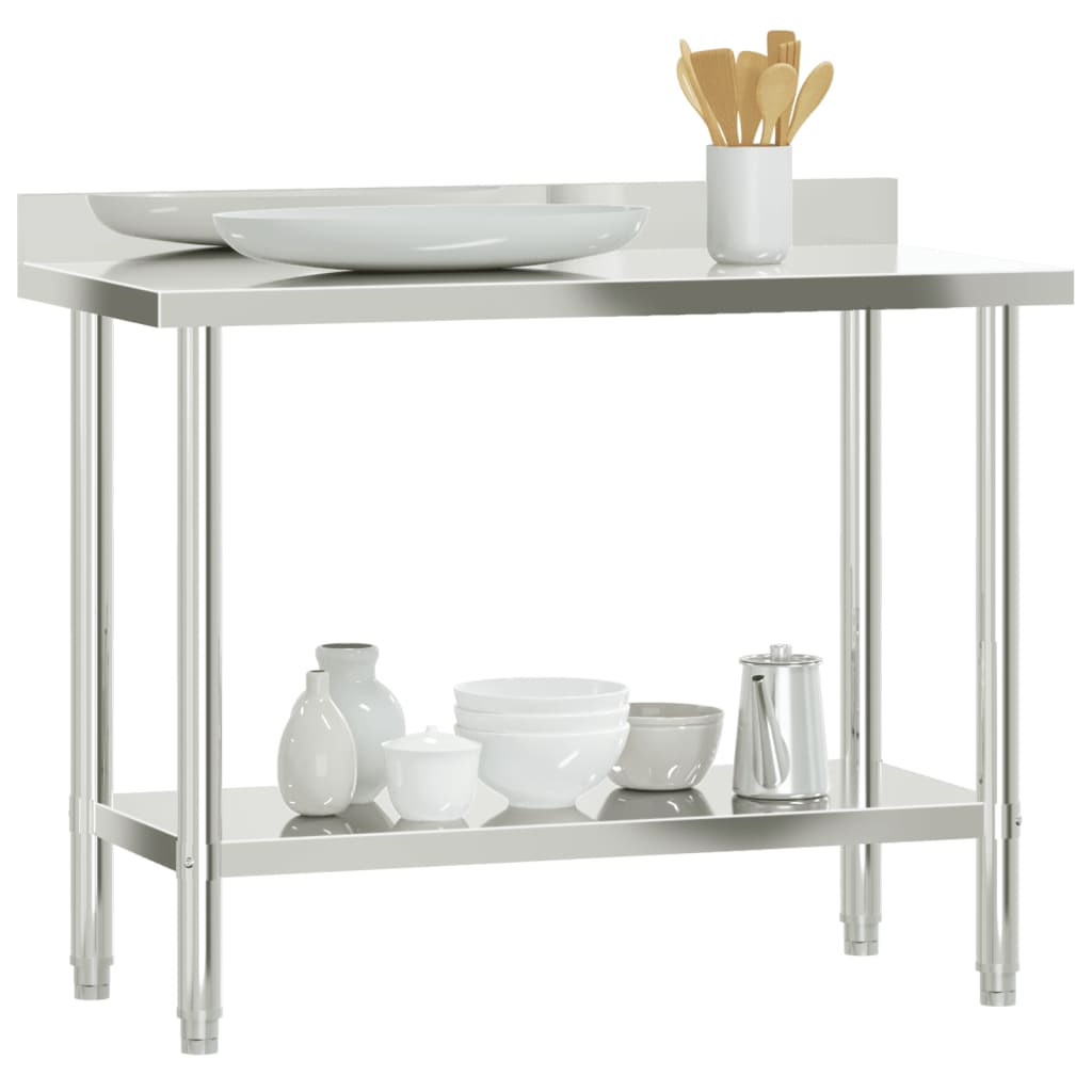 Keukenwerktafel met spatscherm 110x55x93 cm roestvrij staal is nu te koop bij PeponiXL, paradijselijk wonen!