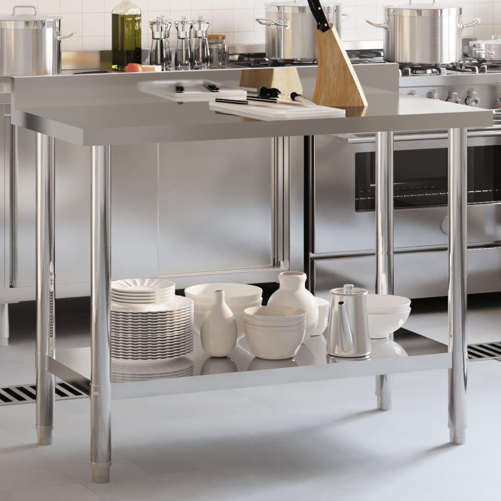 Keukenwerktafel met spatscherm 110x55x93 cm roestvrij staal is nu te koop bij PeponiXL, paradijselijk wonen!