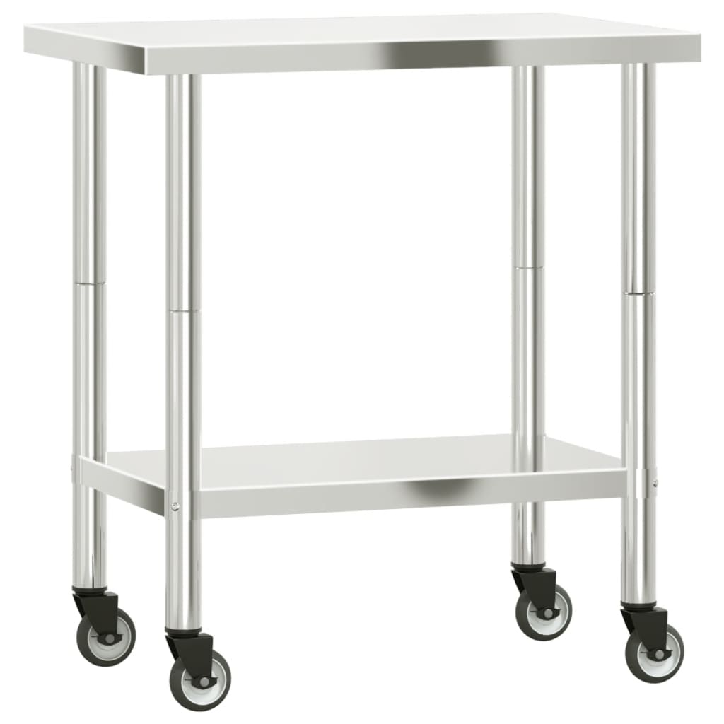 Keukenwerktafel met wielen 82,5x55x85 cm roestvrij staal is nu te koop bij PeponiXL, paradijselijk wonen!