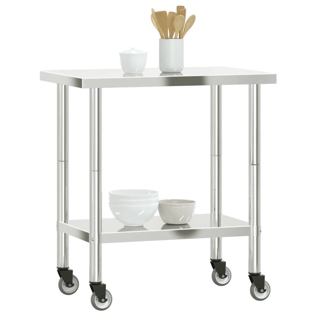 Keukenwerktafel met wielen 82,5x55x85 cm roestvrij staal is nu te koop bij PeponiXL, paradijselijk wonen!
