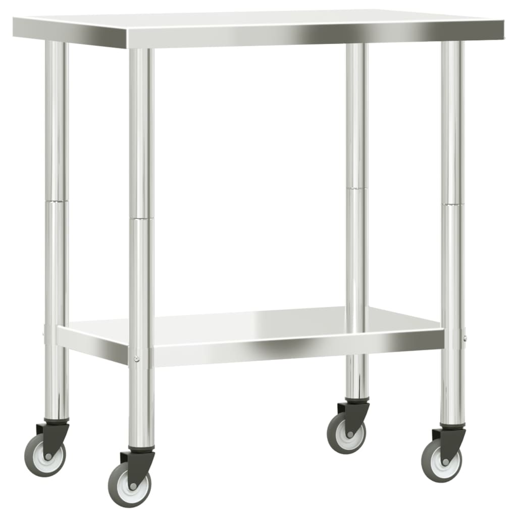 Keukenwerktafel met wielen 82,5x55x85 cm roestvrij staal is nu te koop bij PeponiXL, paradijselijk wonen!