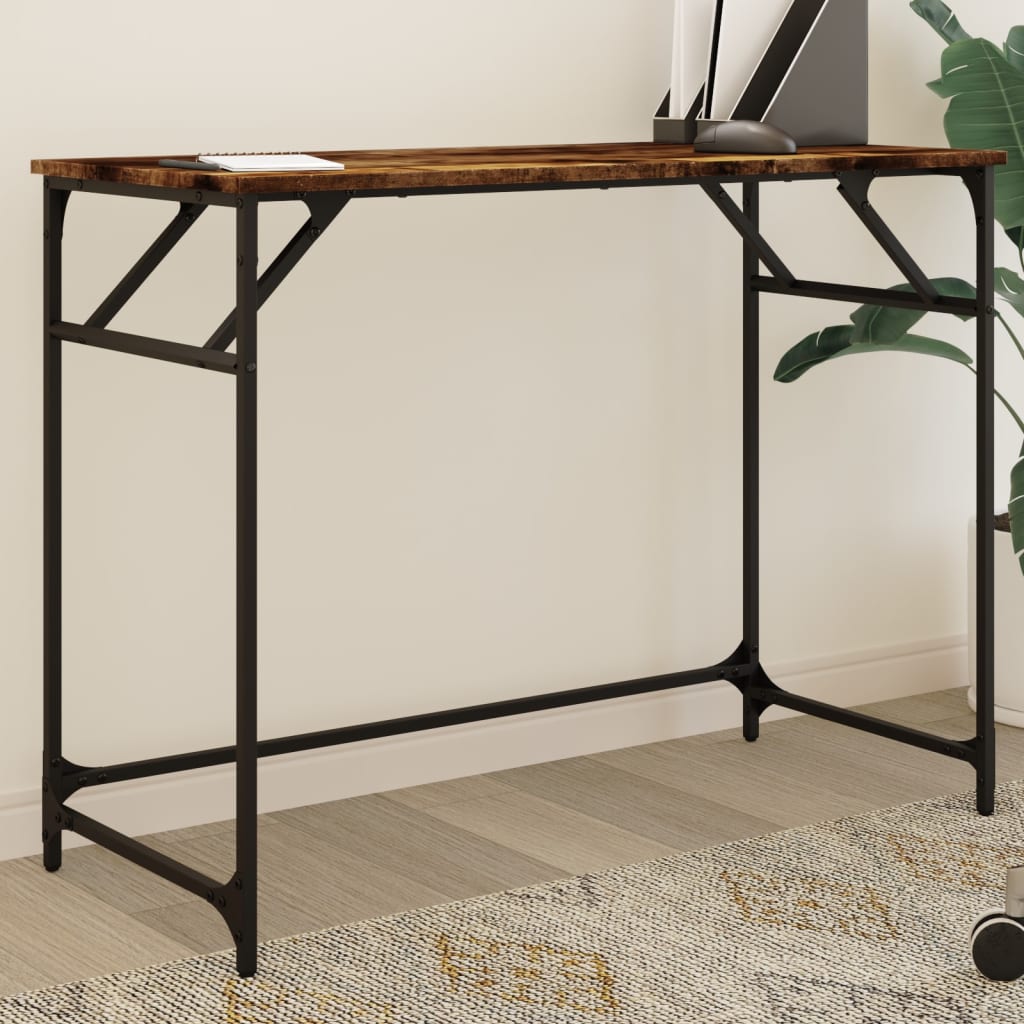 Bureau 100x45x76 cm hout en gepoedercoat staal gerookt eiken is nu te koop bij PeponiXL, paradijselijk wonen!