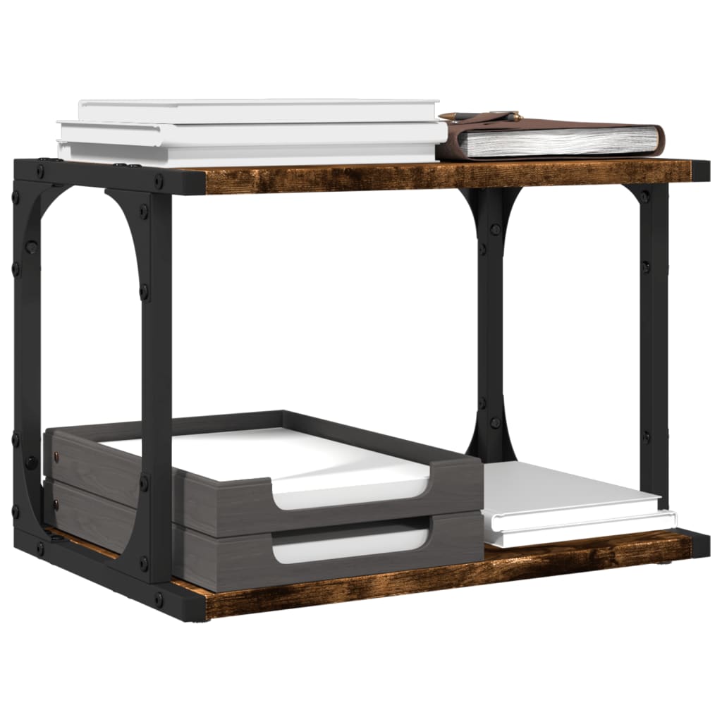 Printerkastje 2-laags 41x28x33,5 cm bewerkt hout gerookt eiken is nu te koop bij PeponiXL, paradijselijk wonen!