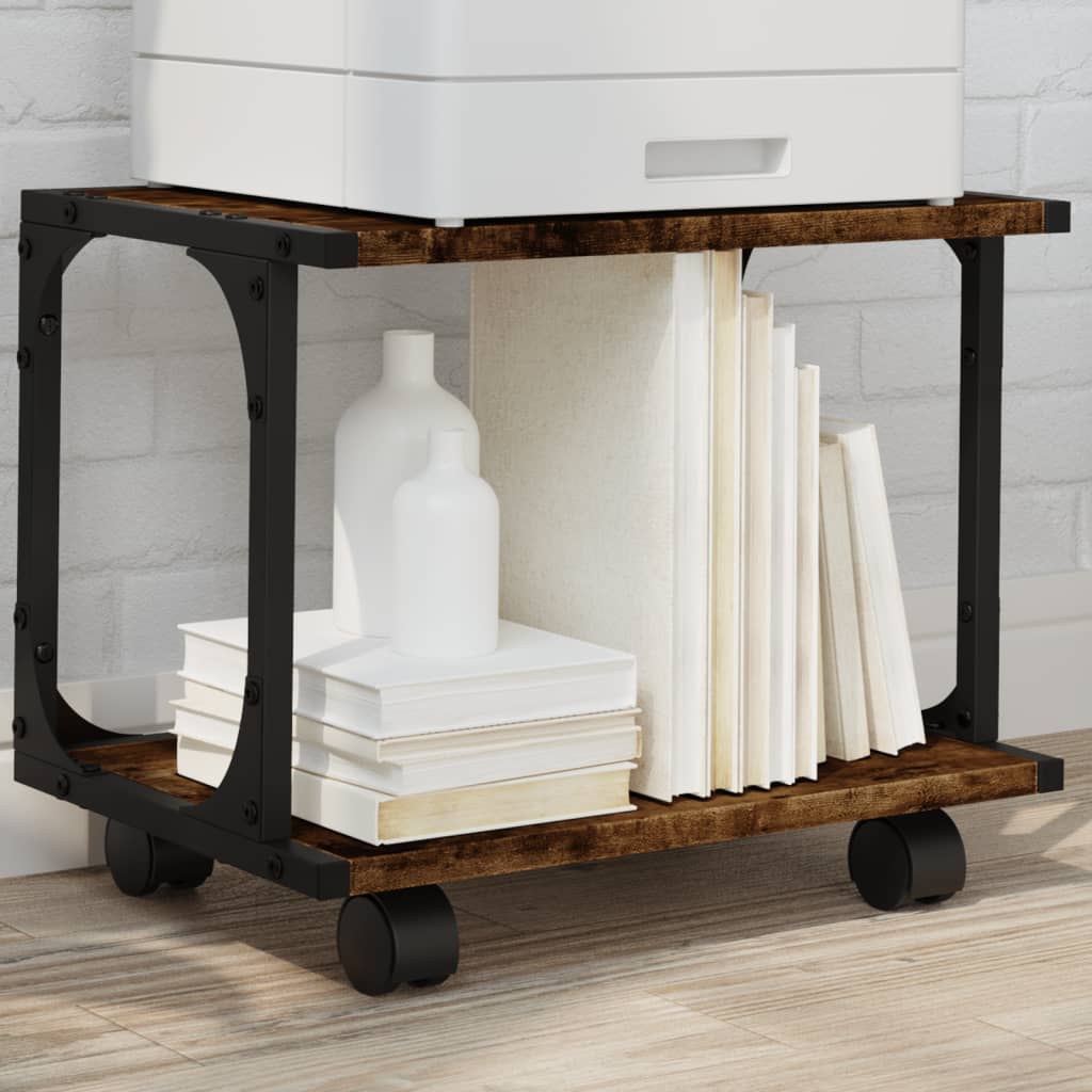 Printerkastje 2-laags 41x28x33,5 cm bewerkt hout gerookt eiken is nu te koop bij PeponiXL, paradijselijk wonen!